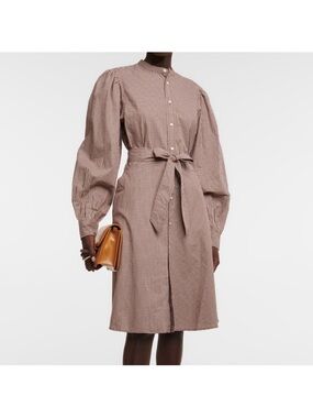 Polo Ralph Lauren Gingham Checked Puff-Sleeve Long Sleeve Cotton Shirtdress